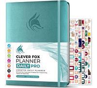 Clever Fox Planner Daily PRO - Daily Life Planner & Goal Organizer, Time Management Journal with Hourly Time Slots, Undated, Lasts 3 Months, A4 (Aquamarine)