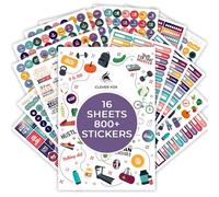 Clever Fox Planner Fitness Sticker Set - Monthly, Weekly & Daily Planner Stickers 16 Sheets Set of 841+ Unique Stickers (Fitness & Nutrition)