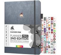 Clever Fox Planner PRO 2nd Edition - Undated Weekly Agenda for Tasks & Time Management - Life Organizer with To-do List, 21.5x28cm (Silver Black)