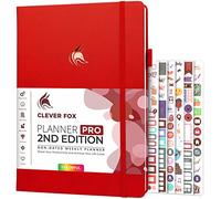 Clever Fox Planner PRO 2nd Edition - Undated Weekly Agenda for Tasks & Time Management - Life Organizer with To-do List, 21.5x28cm (Red)