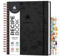 Clever Fox Recipe Book, Blank Spiral Cookbook Journal, Large Black