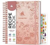 Clever Fox Recipe Book, Blank Spiral Cookbook Journal, Large Rose Gold | 21 x 28cm empty recipe book to write in your own recipes, eco-leather hardcover, 120 gsm paper, stickers, cooking & baking