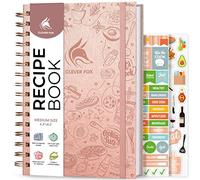 Clever Fox Recipe Book, Blank Spiral Cookbook Journal, Medium Rose Gold | 14.7x21.4cm empty recipe book to write in your own recipes, eco-leather hardcover, 120 gsm paper, stickers, cooking & baking