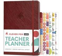 Clever Fox Teacher Planner - School Year Planner with Calendars & Lesson Plans - Teacher Plan Book for Classroom & Homeschool Organization - Undated, 18x25cm, Hardcover (Wine Red)