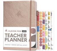 Clever Fox Teacher Planner - School Year Planner with Calendars & Lesson Plans - Teacher Plan Book for Classroom & Homeschool Organization - Undated, 18x25cm, Hardcover (Rose Gold)