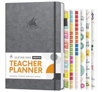 Clever Fox Teacher Planner - School Year Planner with Calendars & Lesson Plans - Teacher Plan Book for Classroom & Homeschool Organization - Undated, A5 Size, Hardcover (Grey)