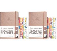Clever Fox Teacher Planner - School Year Planner with Calendars & Lesson Plans - Teacher Plan Book for Classroom & Homeschool Organization - Undated, 18x25cm, Hardcover (Rose Gold) (Pack of 2)