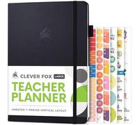 Clever Fox Teacher Planner - School Year Planner with Calendars & Lesson Plans - Teacher Plan Book for Classroom & Homeschool Organization - Undated, 18x25cm, Hardcover (Black)