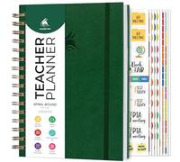Clever Fox Teacher Planner, Spiral School Year Planner with Calendars and Lesson Plans, Teacher Plan Book for Classroom and Homeschool, Undated, 20 x 25 cm, Dark Green