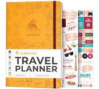 Clever Fox Travel Journal, Vacation Planner Organizer A5 Amber Yellow | Trip itinerary planning notebook for women & men, international, cruise & world diary with packing list, gift for travelers