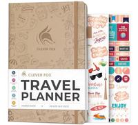 Clever Fox Travel Journal, Vacation Planner Organizer A5 Sandstone | Trip itinerary planning notebook for women & men, international, cruise & world diary with packing list, gift for travelers
