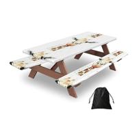Clever Giraffe Print Camping Essentials Waterproof Camping Table And Bench Cover With Drawstring Bag 183 Cm