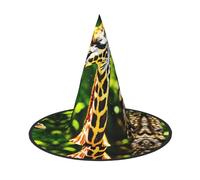 Clever Giraffe Print Halloween Witches Hat Witch Costume Women Cosplay Party Wizard Hat Accessory For Women
