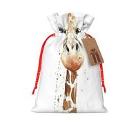 Clever Giraffe Printing 4.7x6.9 In Christmas Bag With Drawstring,Ideal For Adults To Wrap Gifts For Christmas Halloween