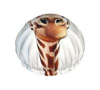 clever giraffe Shower Cap Double Layers Waterproof Bath Shower Hat Reusable Elastic Hair Cap for Women Ladies Men