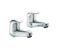 Clever Haze Basin Tap Pair Chrome - Modern Dual Lever Bathroom Taps for Hot & Cold Water - Durable Brass Construction