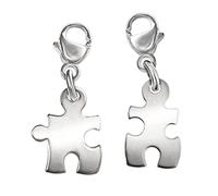 Clever Jewellery Silver Charm Pendant Shiny Real Silver 925 2 Divided As Puzzle Pieces