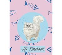 Clever Kitty A4 Notebook: Lined A4 Notebook for Cat Lovers -Quirky Persian Cat -100 Pages. Story, Poetry, Writing, Diary