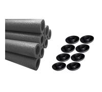 Clever Leon 8 x Trampoline Foam Cover Tube Trampoline Foam Tubes Replacement Pole Covers Protection For Garden Trampolines Protective Sponge Tube For Trampoline 8 x 180 cm with caps grey