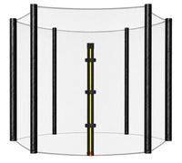 Clever Leon 8FT Trampoline External Net Replacement Safety Net for Trampoline 240 244 252 cm, 6 Poles, Height 180 cm, Zipper with Buckles, Reinforced Edges, Black