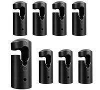 Clever Leon Trampoline Post Caps - with Ring Attachment Type G - Suitable for 25 mm Poles - End Caps Pack of 8 - UV Resistant - Quick Assembly - Black