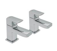 Clever Manta Basin Tap Pair Chrome - Modern Square Design, Solid Brass Construction, Durable 1/2" Bathroom Taps