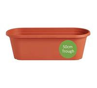 Clever Pots Plastic Plant Trough, 50cm Long Garden Planters, Outdoor or Indoor Planter Troughs with Drainage Holes, Lightweight, Weather Resistant Pot for Flowers, Plants, Decking & Patio, Terracotta