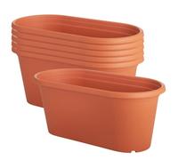 Clever Pots Plastic Plant Trough, 6x50cm Outdoor or Indoor Trough with Drainage Holes, Lightweight and Weather Resistant Planter for Flowers and Plants, Ideal for Garden, Decking & Patios, Terracotta