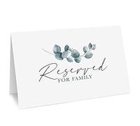 CLEVER SIGNS Reserved Table Signs, Pack of 25 Reserved Signs for Family, Reserved Signs for Weddings, Receptions, Christmas, 4x6 inches Reservation Cards for Tables, Greenery Watercolor Design