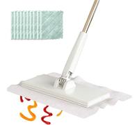Clever Snap-Grip Mini Mop, Lazy Zero Touch Mini Mop Wet and Dry, Retractable No Wash Push Pull Lazy Mops Click On with Locking Head & Sweeping Cloths for Multi Cleaning (White)