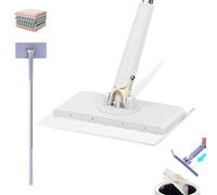 Clever Snap-Grip Mini Mop,No Wash Lazy Mops Wet and Dry,360° Reusable Clip Mopping,for Bathroom,Kitchen,House (White,28in)