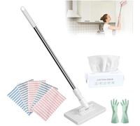 Clever Snap Grip Mini Mop, Zero Touch Mini Mop, Retractable Gap Disposable Dust Cleaner Flat Mops, for Gaps & Multi-Surface, Multi Cleaning (5 cloths, 130cm)