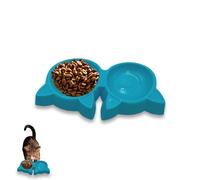 Clever Twin Bowl Cat Feeder - Simple, Elegant, Lightweight, Precise, Proportionate Meal Portions, Dry Food, Water, Liquid, Cats & Kittens, Space Saving, Simple yet Practical, Styles