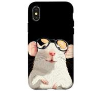 Clever White Rat in Pretty Frames for Rodent Pets Lovers Case for iPhone X/XS