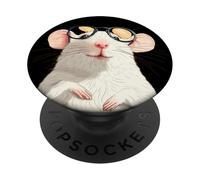Clever White Rat in Pretty Frames for Rodent Pets Lovers PopSockets Adhesive PopGrip