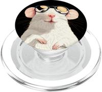 Clever White Rat in Pretty Frames for Rodent Pets Lovers PopSockets PopGrip for MagSafe