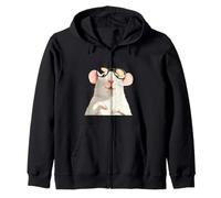 Clever White Rat in Pretty Frames for Rodent Pets Lovers Zip Hoodie