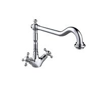 Clever With2 Antigona Two Handle Kitchen Mixer Tap Chrome Finish - Classic Design, Durable Brass, Dual Lever Control