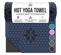 Clever Yoga Non-Slip Hot Yoga Mat Towel - Grippy Double Sided Suede Microfiber - Multifunctional - No Slip - Dark Blue