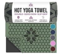 Clever Yoga - Non-Slip Hot Yoga Towel Mat with Sweat Absorbent Microfiber Suede & Double Sided Grip Hot Yoga Towel Mat with Honeycomb Design - Olive