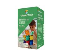 Cleverclixx Brick Tiles Pack Bright Colours 16 Pieces Magnetic Plug-in Components Compatible Magnetic Toy Heavy Duty Construction Kit Durable Educational Toy for Ages 3+