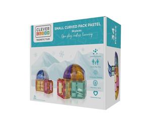 Cleverclixx Dome Kit Bright Colours, 47 Pieces, Varied Shapes, Curved Magnetic Building Blocks, Robust Magnetic Kit, Expandable Sets, Durable, from +3 Years (Dome 34 Pieces)