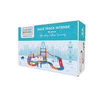 Cleverclixx Highway Construction Kit in Bright Colours, 65 Pieces, Magnetic Toy Race Track with Car, Traffic Signs, Robust Educational Toy, Durable Magnetic Building Blocks, for Children from 3 Years