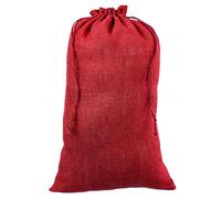 CleverDelights 12" x 20" Red Burlap Bags - 12x20 Inch Jute Burlap Drawstring Sacks (5)