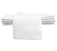 CleverDelights 20" White Hemstitch Dinner Napkins - 12 Pack - 55/45 Linen Cotton Blend