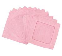 CleverDelights 6" Light Pink Linen Hemstitch Cocktail Napkins - 12 Pack - 100% Linen