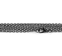 CleverDelights Dark Black 2x3mm Cable Chain Necklaces - 50 Pack | 24 Inch Length - 2mm x 3mm Flat Oval Links - Bulk Premade Necklace Chains