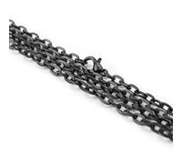 CleverDelights Dark Black 4x6mm Cable Chain Necklaces - 100 Pack - 24 Inch Length - Flat Oval Link Chains - DIY Craft Jewelry