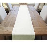 CleverDelights Off-White Linen Hemstitch Table Runner - 16" x 120" - 100% Linen