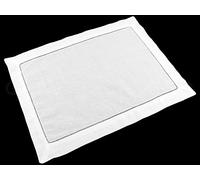 CleverDelights White Hemstitched Placemats - 6 Pack - 14" x 20" - 45/55 Cotton Linen Blend